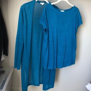 J.jill linen shirt with matching cardigan